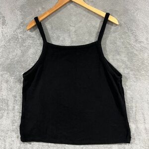 VTG 90s Y2K Venezia Knit Sleeveless Cami Top Black Cottage Boho Trad Sz 18/20